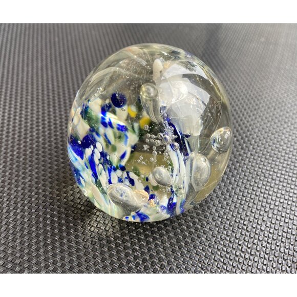 Vintage Small Swedish Incalmo Art Glass Paperweight Clear/Blue 2” (5.8 cm) - Picture 7 of 11